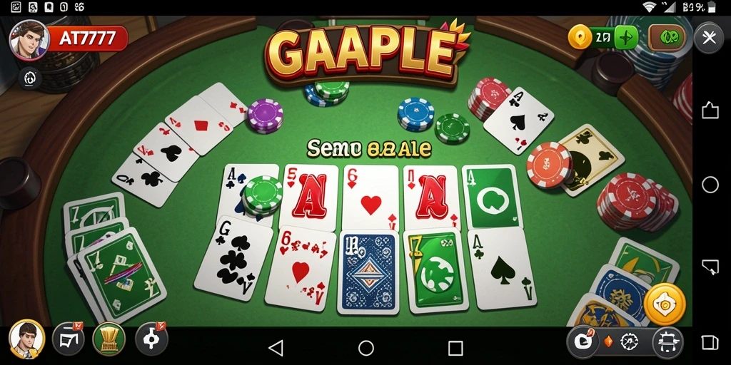 Screenshot gameplay AT777 yang menunjukkan aksi seru Gaple.