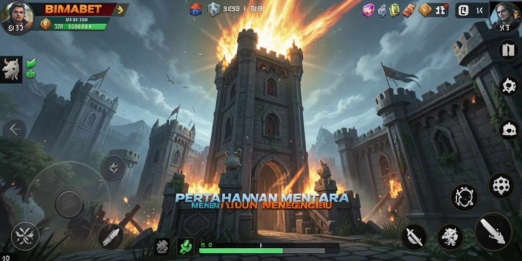 Tampilan gameplay menara pertahanan yang mendebarkan di BIMABET.