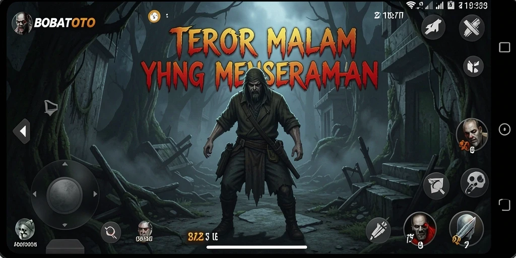 Screenshot gameplay BOBATOTO yang menampilkan kengerian di malam hari.