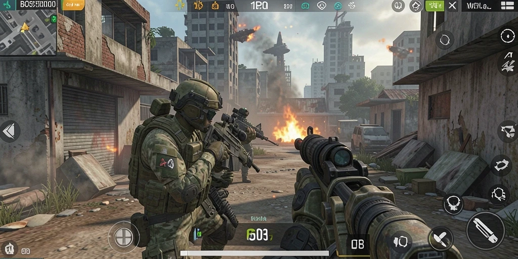 Gameplay mendebarkan di BOS5000 menampilkan aksi TPS yang intens.