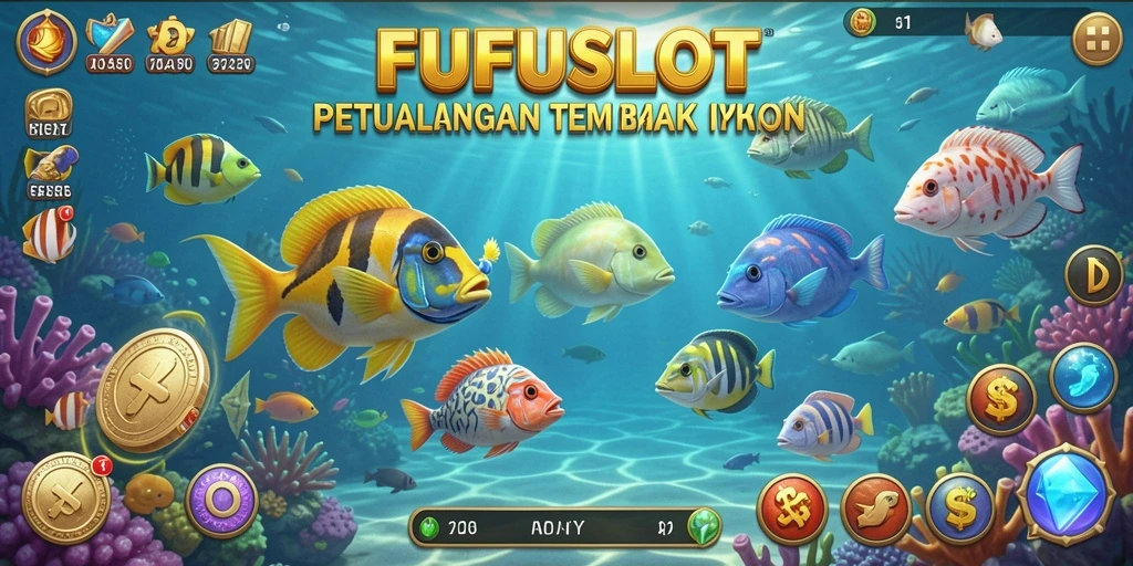 Skrinsut menampilkan aksi menembak ikan di bawah laut dengan penuh warna.