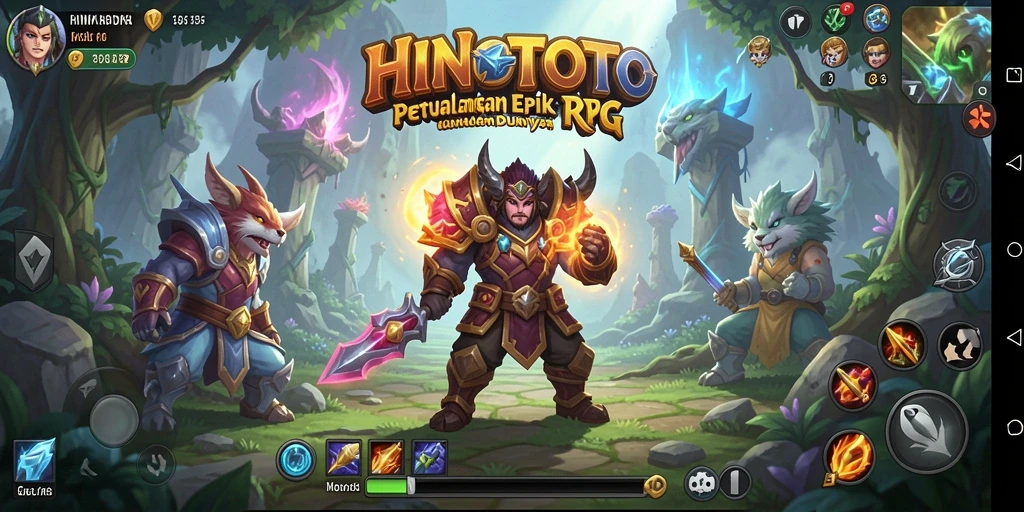 Screenshot HINOTOTO menampilkan aksi pertarungan seru dalam RPG.