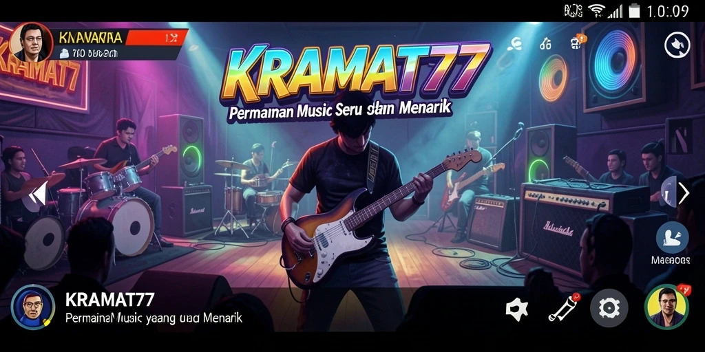 Tampilan gameplay KRAMAT77 dengan berbagai pilihan lagu.