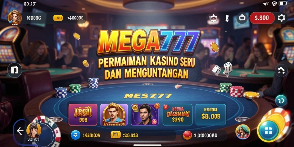 Tampilan screenshot gameplay MEGA777 yang menampilkan keseruan permainan Kasino.