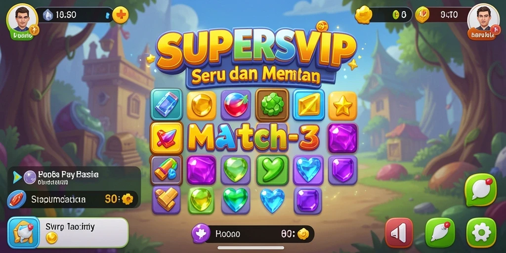 Screenshot gameplay <strong>SUPERSVIP</strong> menunjukkan kombinasi menarik dalam permainan Match-3.