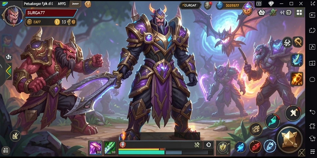 Tampilan gameplay SURGA77 yang penuh aksi di dunia ARPG.