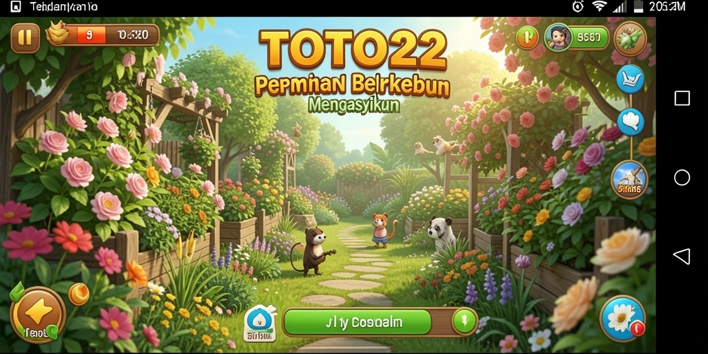 Tampilan gameplay <strong>TOTO22</strong> saat berkebun yang menawan dan interaktif.