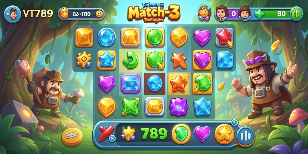 Tangkapan layar utama VT789 dengan gameplay menantang dan berwarna-warni.