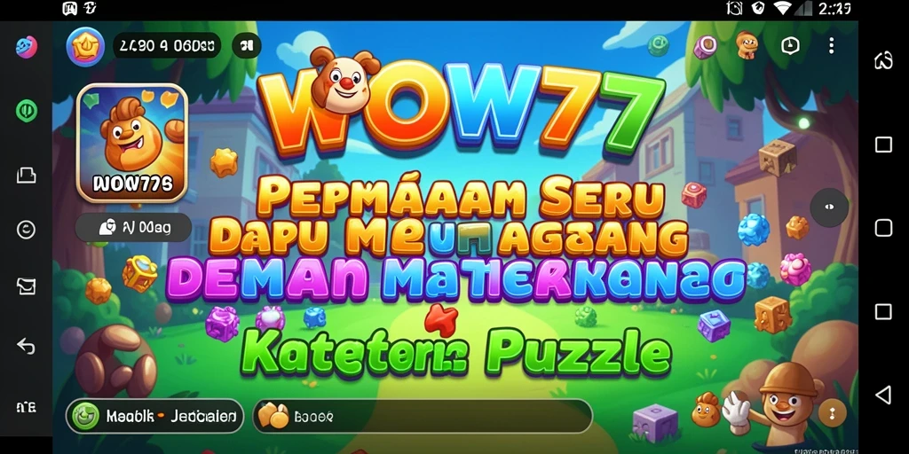 Tangkapan layar utama WOW77 menunjukkan aksi gameplay Puzzle yang menantang.