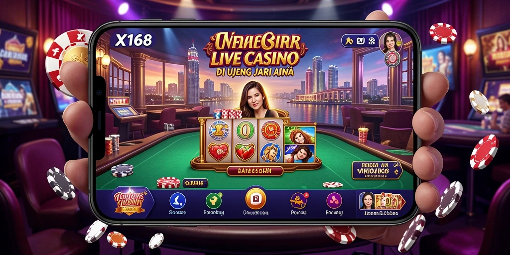 Screenshot X168 menampilkan dealer profesional dan gameplay Live Casino mendebarkan.